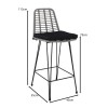 SALSA Bar Stool-Pro with Cushion, Metal Black/Wicker Grey