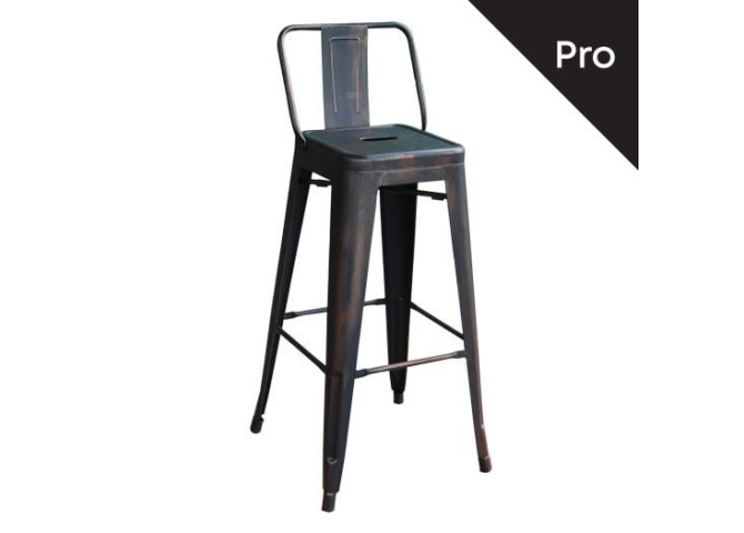 Σκαμπώ BAR Με Πλάτη Antique Black 43x43x100cm