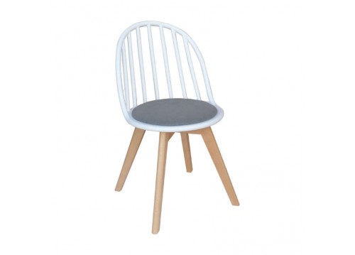 Λευκή καρέκλα ΡΡ με ξύλινο σκελετό