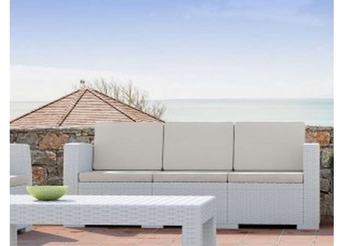 Τριθέσιος καναπές Monaco λευκός 198x79x79εκ
