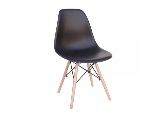 Καρέκλα Τραπεζαρίας Ξύλινη 4τμχ Loft Μαύρο PP 46X55X81εκ.