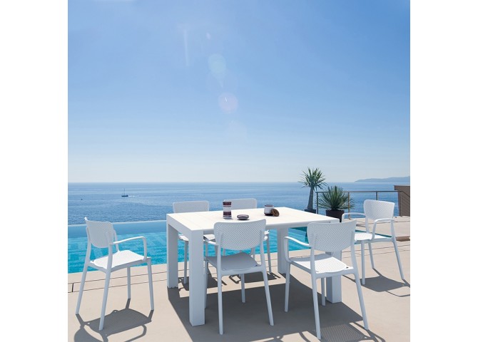 Σετ Τραπεζαρίας 7τμχ Vegas Loft White 100X100/140εκ.