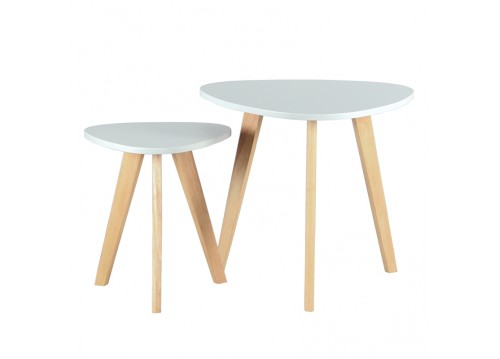 Τραπεζάκι Σαλονιού Moly Set 2τμχ Λευκό 60X60X55 - 40X40X45εκ.