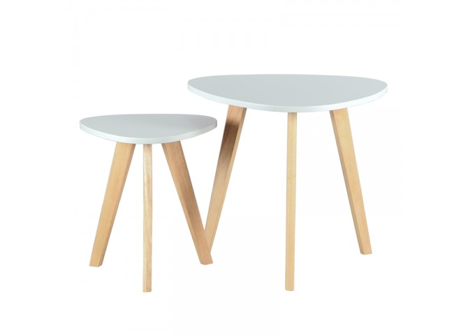 Τραπεζάκι Σαλονιού Moly Set 2τμχ Λευκό 60X60X55 - 40X40X45εκ.
