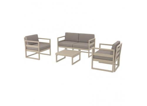 MYKONOS SET 2ΘΕΣ.TAUPE/ΜΑΞ. L.BROWN(2ΘΕΣ.+2ΠΟΛ.+ΤΡΑΠ 65εκ.)