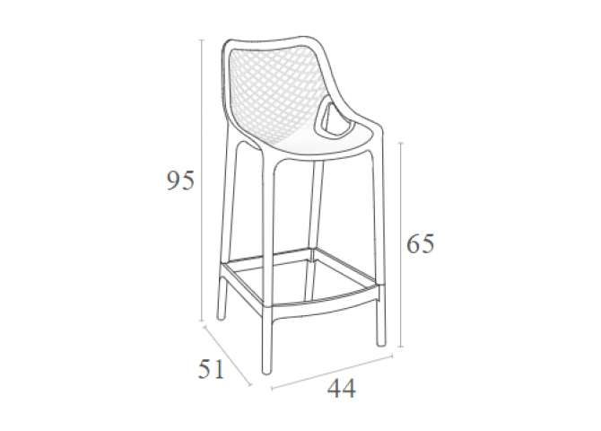 Σκαμπώ Air bar 65 black 44x51x95cm