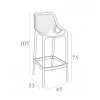 Σκαμπώ Air bar 75 dove grey 45x53x105cm