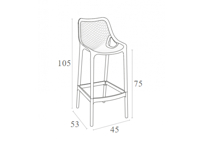 Σκαμπώ Air bar 75 dove grey 45x53x105cm