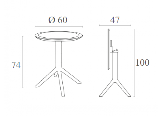 SKY WHITE Φ60X74εκ. ΤΡΑΠΕΖΙ ΠΤΥΣ/ΝΟ ΠΟΛ/ΝΙΟΥ