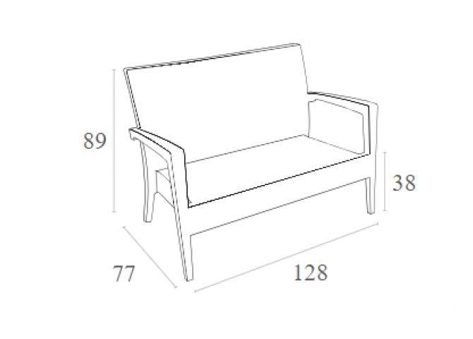 Διθέσιος Kαναπές Miami dark grey 128x77x89εκ