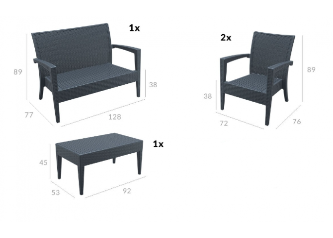 Σετ καθιστικού Miami lounge dark grey