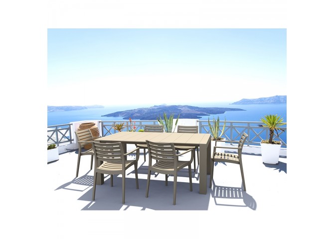 Σετ Τραπεζαρίας 7τμχ Vegas Artemis Taupe 100X180/220Χ75εκ.