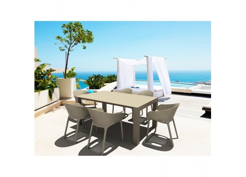 Σετ Τραπεζαρίας 7τμχ Vegas Sky Pro Taupe 100X180/220Χ75εκ.