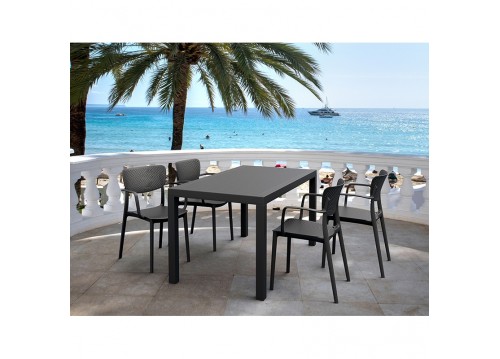 Σετ Τραπεζαρίας 5τμχ Ares Loft Black 140Χ80Χ75εκ.
