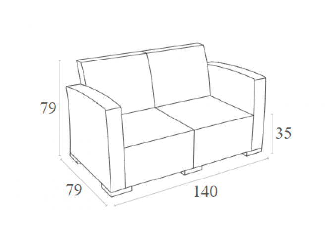 2Θ MONACO 2ΕΣΙΟΣ ΚΑΝΑΠΕΣ ΠΟΛ/ΝΙΟΥ ΚΑΦΕ 140x79x79εκ