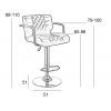 Design σκαμπώ bar με μπράτσα 53x55x87/109cm
