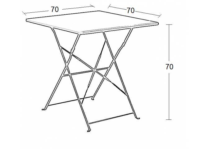 Μεταλλικό τραπέζι πτυσσόμενο 70x70cm