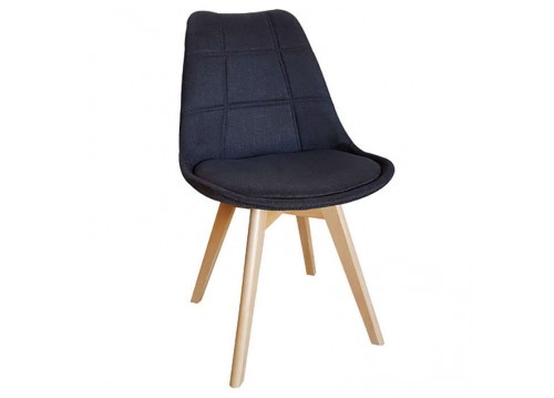 Καρέκλα Τραπεζαρίας Ξύλινη 4τμχ Bianca Black Dark Grey Ύφασμα 49Χ53Χ82εκ.