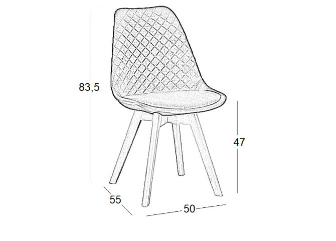 Καρέκλα Τραπεζαρίας Ξύλινη 4τμχ Bianca S Grey Ύφασμα 50x56x84εκ.
