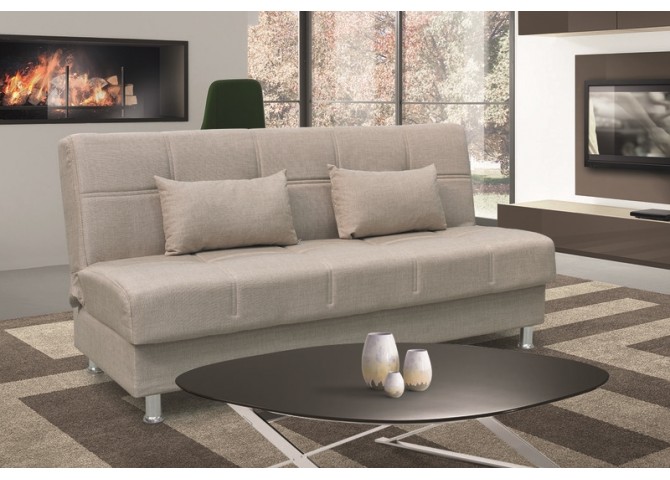 FELINA LIGHT BROWN ΥΦΑΣΜΑ 3ΘΕΣΙΟΣ ΚΑΝΑΠΕΣ/ΚΡΕΒΑΤΙ ΜΕ ΑΠΟΘ.ΧΩΡΟ 180X90εκ.