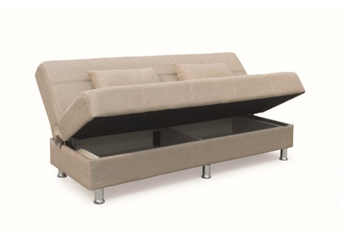 FELINA LIGHT BROWN ΥΦΑΣΜΑ 3ΘΕΣΙΟΣ ΚΑΝΑΠΕΣ/ΚΡΕΒΑΤΙ ΜΕ ΑΠΟΘ.ΧΩΡΟ 180X90εκ.