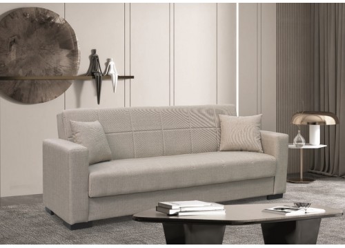 ROVER LIGHT BROWN ΥΦΑΣΜΑ 3ΘΕΣΙΟΣ ΚΑΝΑΠΕΣ/ΚΡΕΒΑΤΙ ΜΕ ΑΠΟΘ.ΧΩΡΟ 210X80εκ.