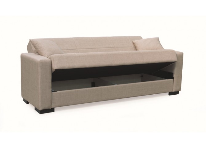ROVER LIGHT BROWN ΥΦΑΣΜΑ 3ΘΕΣΙΟΣ ΚΑΝΑΠΕΣ/ΚΡΕΒΑΤΙ ΜΕ ΑΠΟΘ.ΧΩΡΟ 210X80εκ.