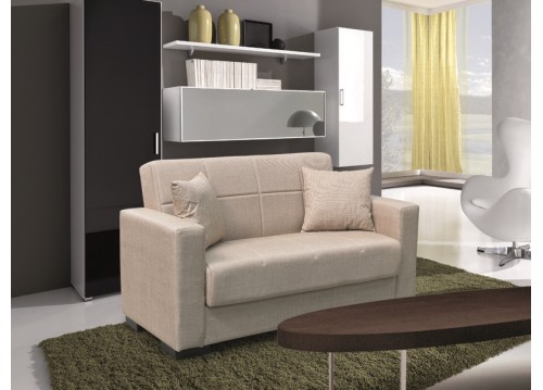 ROVER LIGHT BROWN ΥΦΑΣΜΑ 2ΘΕΣΙΟΣ ΚΑΝΑΠΕΣ/ΚΡΕΒΑΤΙ ΜΕ ΑΠΟΘ.ΧΩΡΟ 150Χ80εκ.