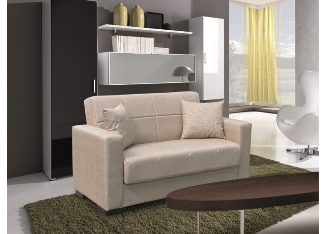 ROVER LIGHT BROWN ΥΦΑΣΜΑ 2ΘΕΣΙΟΣ ΚΑΝΑΠΕΣ/ΚΡΕΒΑΤΙ ΜΕ ΑΠΟΘ.ΧΩΡΟ 150Χ80εκ.