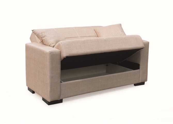 ROVER LIGHT BROWN ΥΦΑΣΜΑ 2ΘΕΣΙΟΣ ΚΑΝΑΠΕΣ/ΚΡΕΒΑΤΙ ΜΕ ΑΠΟΘ.ΧΩΡΟ 150Χ80εκ.