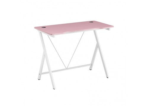 ΓΡΑΦΕΙΟ 100X50X75εκ.ΡΟΖ MDF/ΛΕΥΚΟ ΜΕΤΑΛΛΙΚΟ
