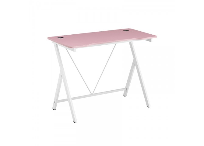 ΓΡΑΦΕΙΟ 100X50X75εκ.ΡΟΖ MDF/ΛΕΥΚΟ ΜΕΤΑΛΛΙΚΟ