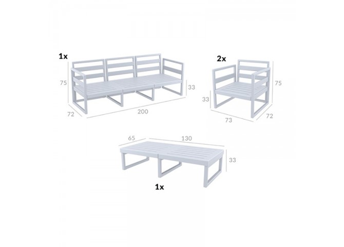ΜΥΚΟΝΟΣ SET 3ΘΕΣ.WHITE ΜΕ ΜΑΞ.(3ΘΕΣ.+2ΠΟΛ.+ΤΡΑΠ 130εκ.)