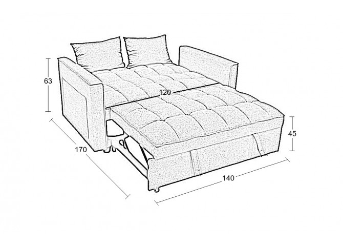 WIND GREY ΥΦΑΣΜΑ ΚΑΝΑΠΕΣ/ΚΡΕΒΑΤΙ 140X85X82εκ.