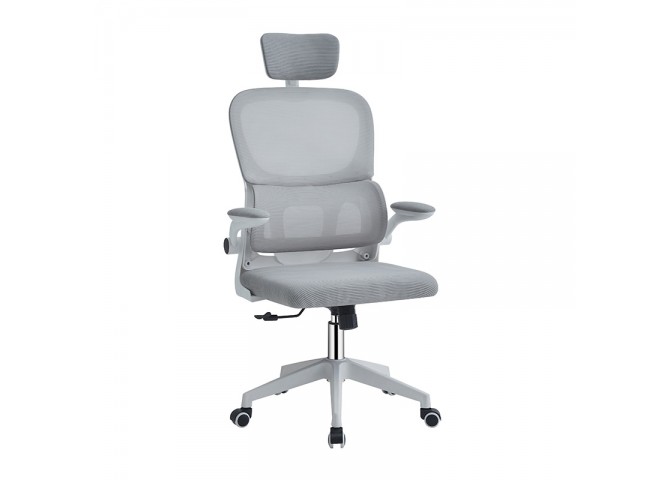 A9935 WHITE/GREY MESH ΚΑΡΕΚΛΑ ΓΡΑΦΕΙΟΥ 62Χ64Χ42-114/52-125εκ.