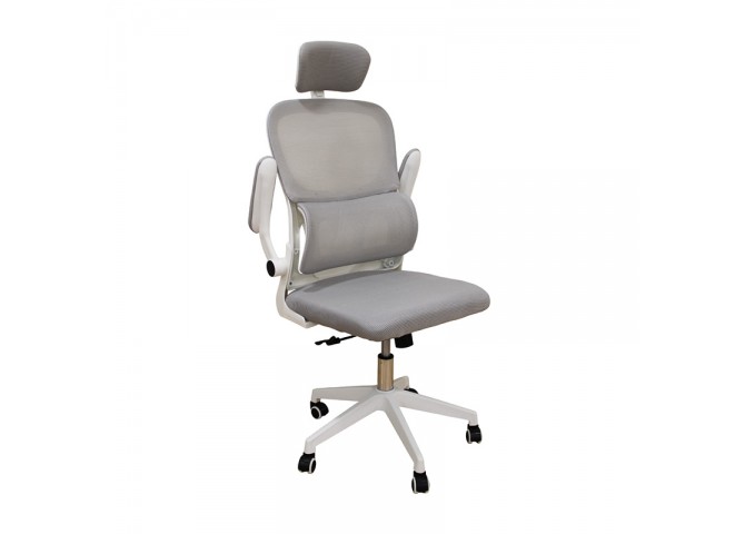 A9935 WHITE/GREY MESH ΚΑΡΕΚΛΑ ΓΡΑΦΕΙΟΥ 62Χ64Χ42-114/52-125εκ.