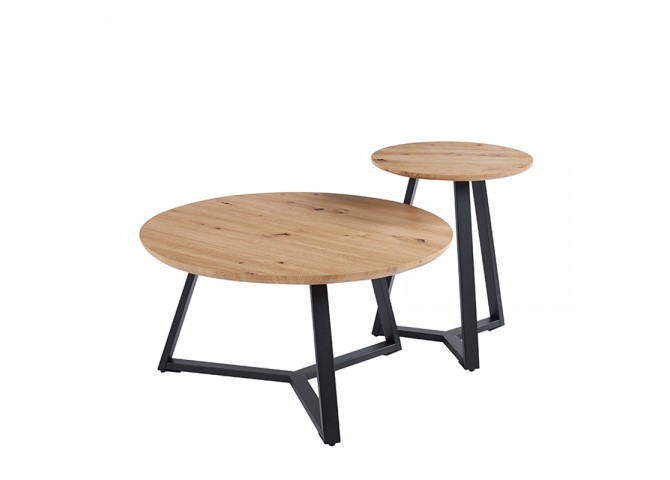 ALEX SET 2τμχ. SONOMA OAK Φ45Χ55εκ. & Φ80Χ41εκ. ΤΡΑΠΕΖΙ ΣΑΛΟΝΙΟΥ