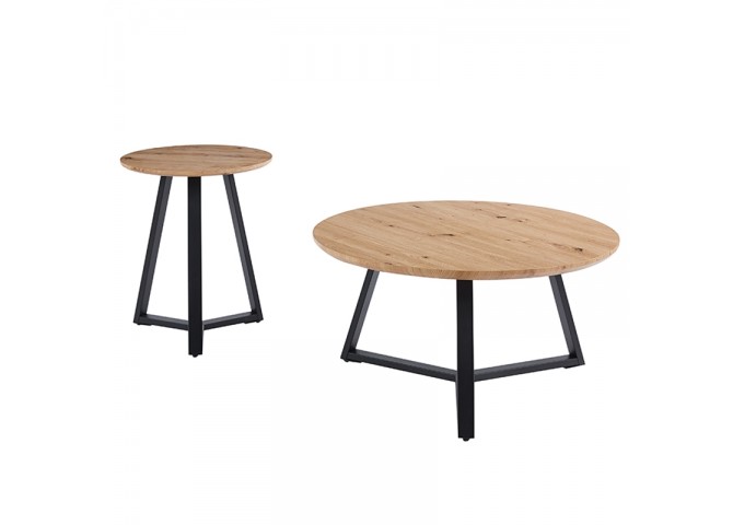 ALEX SET 2τμχ. SONOMA OAK Φ45Χ55εκ. & Φ80Χ41εκ. ΤΡΑΠΕΖΙ ΣΑΛΟΝΙΟΥ