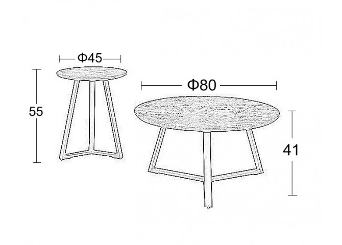 ALEX SET 2τμχ. CEMENT Φ45Χ55εκ. & Φ80Χ41εκ. ΤΡΑΠΕΖΙ ΣΑΛΟΝΙΟΥ