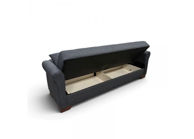 VAVEL DARK GREY ΥΦΑΣΜΑ 3ΘΕΣΙΟΣ ΚΑΝΑΠΕΣ/ΚΡΕΒΑΤΙ ΜΕ ΑΠΟΘ.ΧΩΡΟ 216X85X80εκ.
