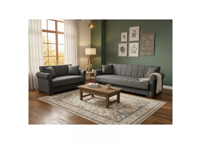 VAVEL DARK GREY ΥΦΑΣΜΑ 3ΘΕΣΙΟΣ ΚΑΝΑΠΕΣ/ΚΡΕΒΑΤΙ ΜΕ ΑΠΟΘ.ΧΩΡΟ 216X85X80εκ.