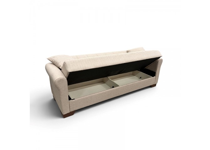 VAVEL LIGHT BROWN ΥΦΑΣΜΑ 3ΘΕΣΙΟΣ ΚΑΝΑΠΕΣ/ΚΡΕΒΑΤΙ ΜΕ ΑΠΟΘ.ΧΩΡΟ 216X85X80εκ.
