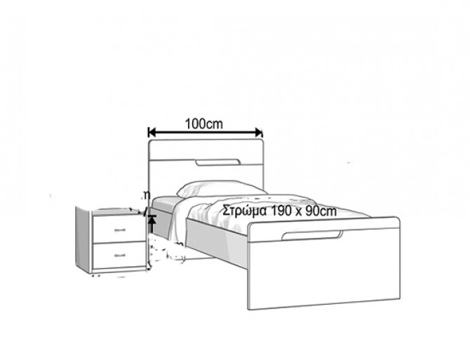 Παιδικό κρεβάτι μονό για στρώμα 90x190