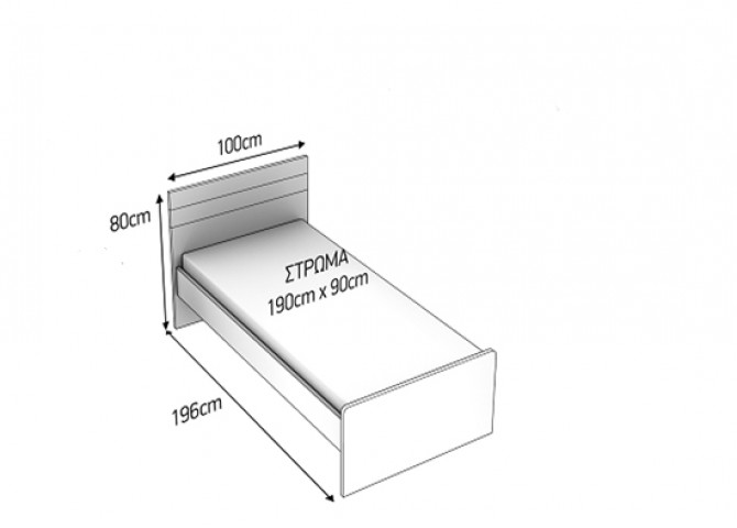 Παιδικό κρεβάτι ημίδιπλο 120x196x90 για στρώμα 110x190