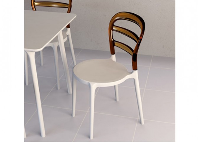 Καρέκλα Miss Bibi white/amber transparent